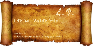 Lőwy Valéria névjegykártya